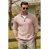 image:imageCOOFANDY Mens Quarter Zip Pullover Cable Knit Mock Neck Dress SweaterKhaki
