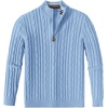 image:imageCOOFANDY Mens Quarter Zip Pullover Cable Knit Mock Neck Dress SweaterLight Blue
