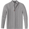 image:imageCOOFANDY Mens Quarter Zip Pullover Cable Knit Mock Neck Dress SweaterLight Grey