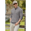 image:imageCOOFANDY Mens Quarter Zip Pullover Cable Knit Mock Neck Dress SweaterLight Grey