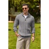 image:imageCOOFANDY Mens Quarter Zip Pullover Cable Knit Mock Neck Dress SweaterLight Grey