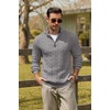image:imageCOOFANDY Mens Quarter Zip Pullover Cable Knit Mock Neck Dress SweaterLight Grey