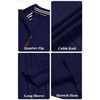 image:imageCOOFANDY Mens Quarter Zip Pullover Cable Knit Mock Neck Dress SweaterNavy Blue