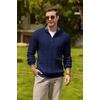 image:imageCOOFANDY Mens Quarter Zip Pullover Cable Knit Mock Neck Dress SweaterNavy Blue