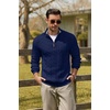 image:imageCOOFANDY Mens Quarter Zip Pullover Cable Knit Mock Neck Dress SweaterNavy Blue