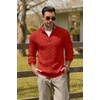 image:imageCOOFANDY Mens Quarter Zip Pullover Cable Knit Mock Neck Dress SweaterRed