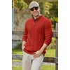 image:imageCOOFANDY Mens Quarter Zip Pullover Cable Knit Mock Neck Dress SweaterRed