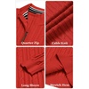 image:imageCOOFANDY Mens Quarter Zip Pullover Cable Knit Mock Neck Dress SweaterRed