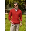 image:imageCOOFANDY Mens Quarter Zip Pullover Cable Knit Mock Neck Dress SweaterRed