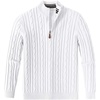 image:imageCOOFANDY Mens Quarter Zip Pullover Cable Knit Mock Neck Dress SweaterWhite