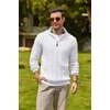 image:imageCOOFANDY Mens Quarter Zip Pullover Cable Knit Mock Neck Dress SweaterWhite