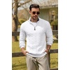 image:imageCOOFANDY Mens Quarter Zip Pullover Cable Knit Mock Neck Dress SweaterWhite