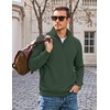 image:imageCOOFANDY Mens Quarter Zip Pullover Casual Cotton FleeceLined SweatshirtArmy Green