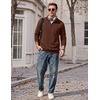image:imageCOOFANDY Mens Quarter Zip Pullover Casual Cotton FleeceLined SweatshirtBrown
