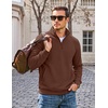 image:imageCOOFANDY Mens Quarter Zip Pullover Casual Cotton FleeceLined SweatshirtBrown