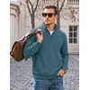 image:imageCOOFANDY Mens Quarter Zip Pullover Casual Cotton FleeceLined SweatshirtDark Blue