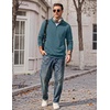 image:imageCOOFANDY Mens Quarter Zip Pullover Casual Cotton FleeceLined SweatshirtDark Blue