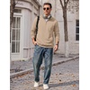 image:imageCOOFANDY Mens Quarter Zip Pullover Casual Cotton FleeceLined SweatshirtKhaki