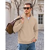 image:imageCOOFANDY Mens Quarter Zip Pullover Casual Cotton FleeceLined SweatshirtKhaki