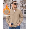 image:imageCOOFANDY Mens Quarter Zip Pullover Casual Cotton FleeceLined SweatshirtKhaki