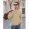 image:imageCOOFANDY Mens Quarter Zip Pullover Casual Cotton FleeceLined SweatshirtLight Khaki