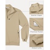 image:imageCOOFANDY Mens Quarter Zip Pullover Casual Cotton FleeceLined SweatshirtLight Khaki