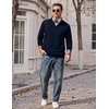 image:imageCOOFANDY Mens Quarter Zip Pullover Casual Cotton FleeceLined SweatshirtNavy Blue