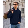 image:imageCOOFANDY Mens Quarter Zip Pullover Casual Cotton FleeceLined SweatshirtNavy Blue