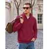 image:imageCOOFANDY Mens Quarter Zip Pullover Casual Cotton FleeceLined SweatshirtWine Red