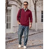 image:imageCOOFANDY Mens Quarter Zip Pullover Casual Cotton FleeceLined SweatshirtWine Red