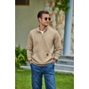 image:imageCOOFANDY Mens Quarter Zip Pullover Long Sleeve Sweatshirt Kangaroo PocketAll Khaki