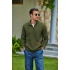 image:imageCOOFANDY Mens Quarter Zip Pullover Long Sleeve Sweatshirt Kangaroo PocketArmy Green