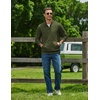 image:imageCOOFANDY Mens Quarter Zip Pullover Long Sleeve Sweatshirt Kangaroo PocketArmy Green