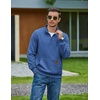 image:imageCOOFANDY Mens Quarter Zip Pullover Long Sleeve Sweatshirt Kangaroo PocketDark Blue