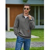 image:imageCOOFANDY Mens Quarter Zip Pullover Long Sleeve Sweatshirt Kangaroo PocketDark Gray