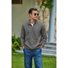 image:imageCOOFANDY Mens Quarter Zip Pullover Long Sleeve Sweatshirt Kangaroo PocketDark Gray