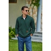 image:imageCOOFANDY Mens Quarter Zip Pullover Long Sleeve Sweatshirt Kangaroo PocketGreen