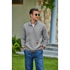 image:imageCOOFANDY Mens Quarter Zip Pullover Long Sleeve Sweatshirt Kangaroo PocketLight Grey