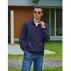 image:imageCOOFANDY Mens Quarter Zip Pullover Long Sleeve Sweatshirt Kangaroo PocketNavy Blue