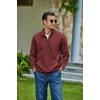 image:imageCOOFANDY Mens Quarter Zip Pullover Long Sleeve Sweatshirt Kangaroo PocketRed