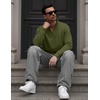 image:imageCOOFANDY Mens Quarter Zip Pullover Mock Neck Casual Fleece SweatshirtArmy Green