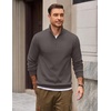 image:imageCOOFANDY Mens Quarter Zip Pullover Mock Neck Casual Fleece SweatshirtDark Grey