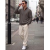 image:imageCOOFANDY Mens Quarter Zip Pullover Mock Neck Casual Fleece SweatshirtDark Grey
