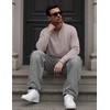 image:imageCOOFANDY Mens Quarter Zip Pullover Mock Neck Casual Fleece SweatshirtLight Grey