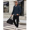 image:imageCOOFANDY Mens Quarter Zip Pullover Mock Neck Casual Fleece SweatshirtNavy Blue