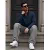 image:imageCOOFANDY Mens Quarter Zip Pullover Mock Neck Casual Fleece SweatshirtNavy Blue