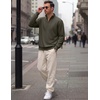 image:imageCOOFANDY Mens Quarter Zip Pullover Mock Neck Casual Fleece SweatshirtOlive Green
