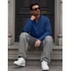 image:imageCOOFANDY Mens Quarter Zip Pullover Mock Neck Casual Fleece SweatshirtSky Blue