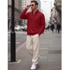 image:imageCOOFANDY Mens Quarter Zip Pullover Mock Neck Casual Fleece SweatshirtWine Red