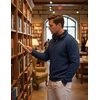 image:imageCOOFANDY Mens Quarter Zip Pullover Sweatshirts 14 Zip Long Sleeve SweaterDenim Blue